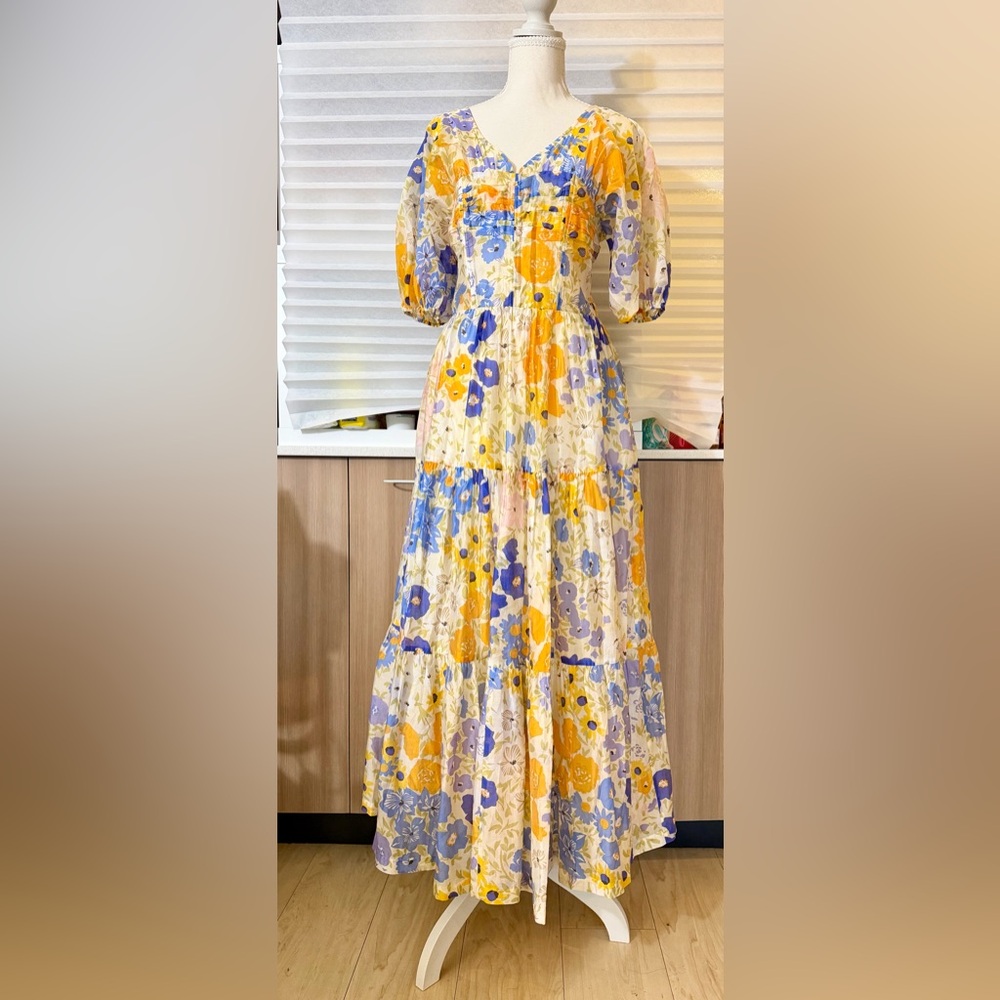 NWT & Other Stories linen blend bustier midi dress in floral size S